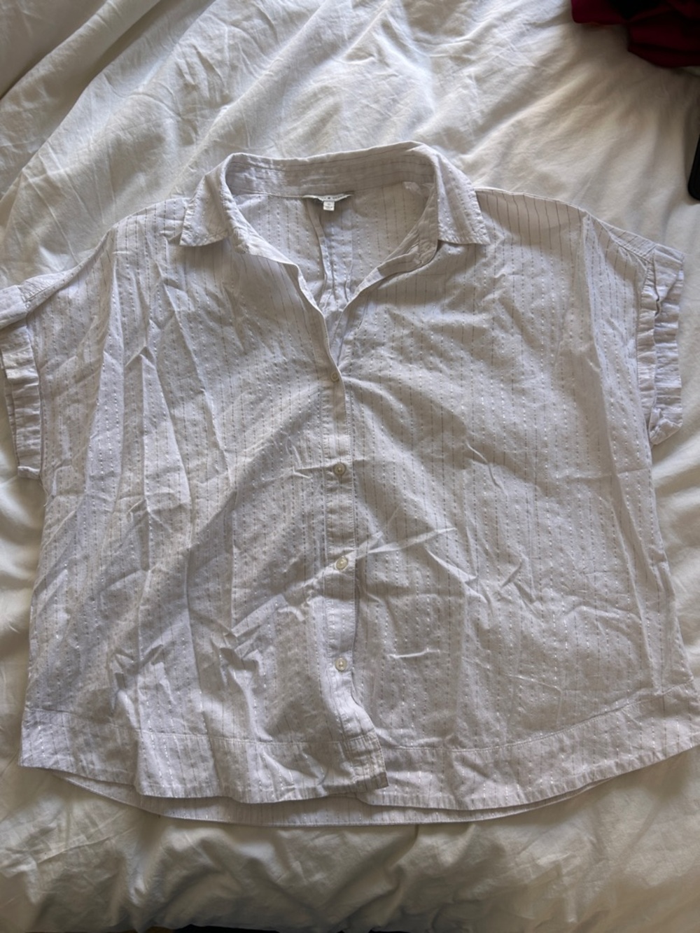 Lucky Brand White Pinstripe Button-Up Shirt